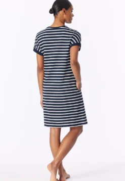Sleepshirt kurzarm Streifen nachtblau - Casual Essentials