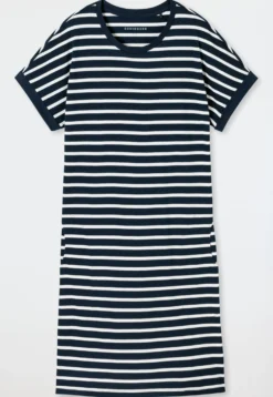 Sleepshirt kurzarm Streifen nachtblau - Casual Essentials