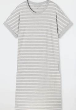 Sleepshirt kurzarm Streifen silbergrau-meliert - Casual Essentials