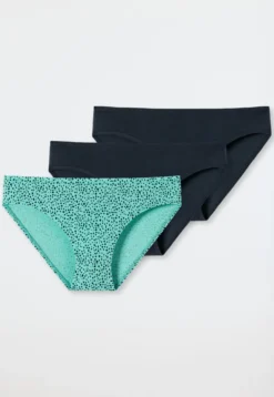 Slips 3er-Pack dunkelblau/schwarze Punkte auf Mint - 95/5