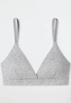 Soft-BH Doppelripp herausnehmbare Pads grau meliert - Pure Rib