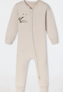 Strampler lang Teddybär beige-meliert - Baby