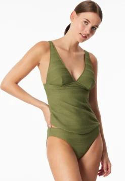 Tankini-Top Streifen oliv - Aqua