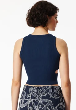 Trägertop Doppelripp Cutouts admiralblau - SCHIESSER 150 Years