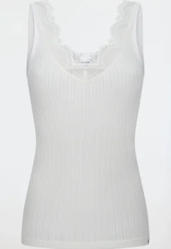 Trägertop Feinripp Nadelzug Spitze off-white - Revival Marie
