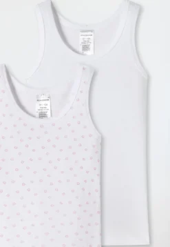 Unterhemden 2er-Pack Feinripp Punkte weiß/rosa - Feinripp Multipacks