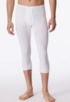 Unterhose 3/4-lang mit Eingriff weiß - Original Doppelripp